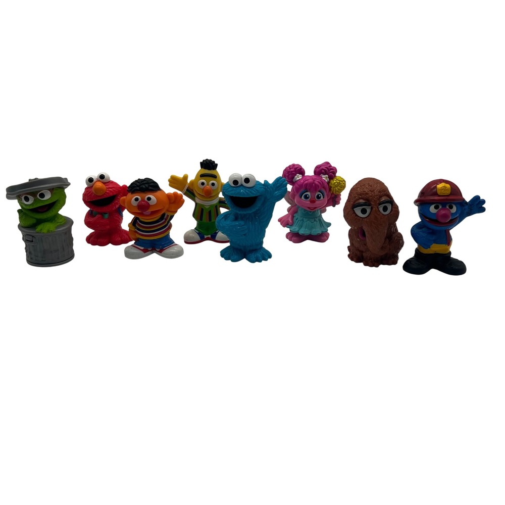 Sesame Street Toy Figure Lot Elmo Cookie Monster Oscar Grover Snuffy 8pc Set
